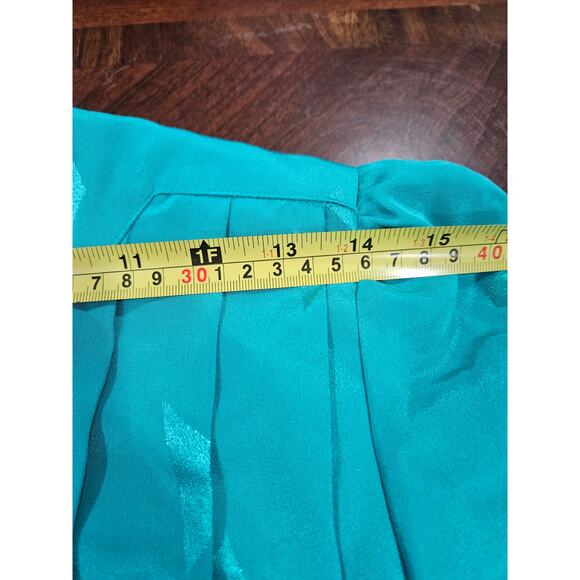 Vintage 90's Giovanni Petites Turquoise Pleated Peplum Blouse Top Size 10 10P - Picture 4 of 6